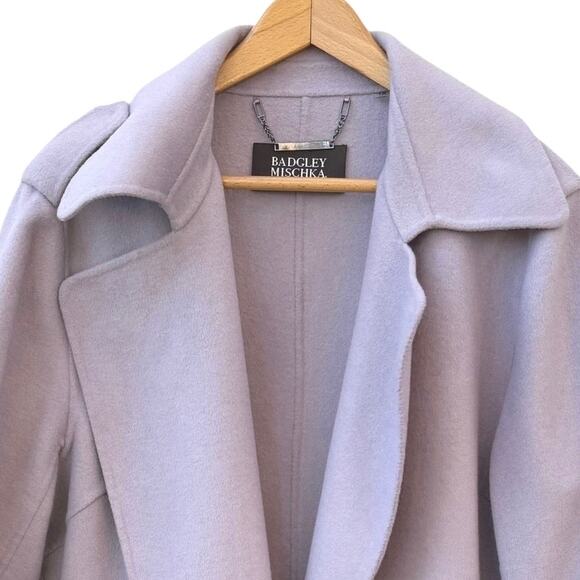 Badgely Mischka Lt. Purple Open Trench Coat Plus Siz 1X Wool Blend *Missing Belt - Picture 2 of 7